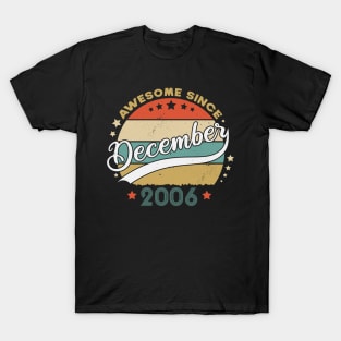 Awesome Since December 2006 Birthday Retro Sunset Vintage Funny Gift For Birthday T-Shirt